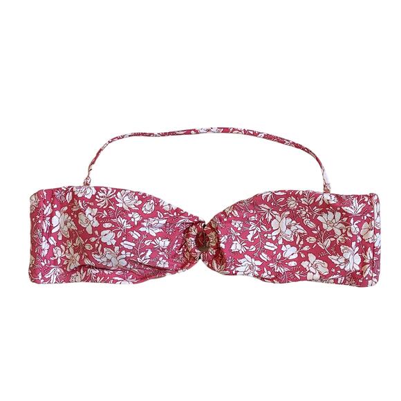 J. Crew Strapless Removable Straps Floral Bikini Top Mauve Pink Size 2X Plus NEW - Picture 1 of 6
